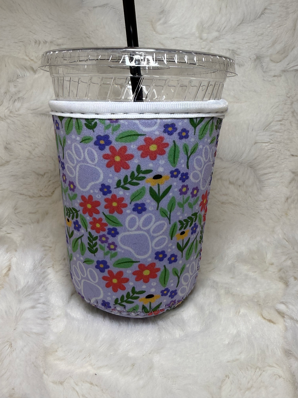 Floral Paw Print Cup Sleeve Small