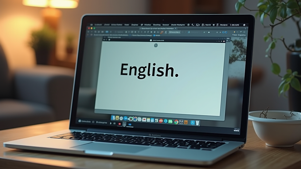 Close-up view of a laptop screen showing an online English lesson