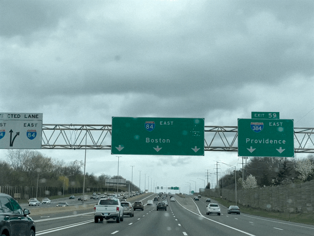 Driving on I-84 to the Boston Marathon