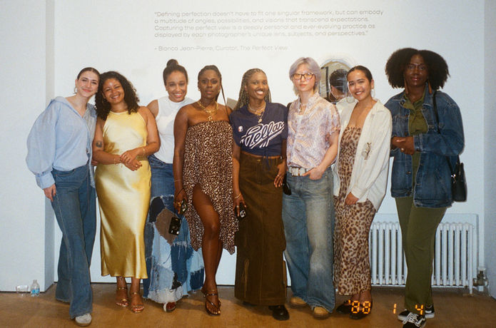Etta Harshaw (founder, Harsh Collective), Yaemi Matias (featured artist), Tianna Howard (featured artist),  Rashida Zagon (featured artist), Bianca Jean-Pierre (founder, SHEER, curator of "The Perfect View"), Esther Lee (featured artist), Nabila Wirakusumah (featured artist), Lewis Derogene (featured artist)