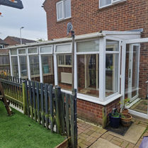 Before and after photos of a kitchen and conservatory refurbishment in Thatcham by AD Home Improvements
