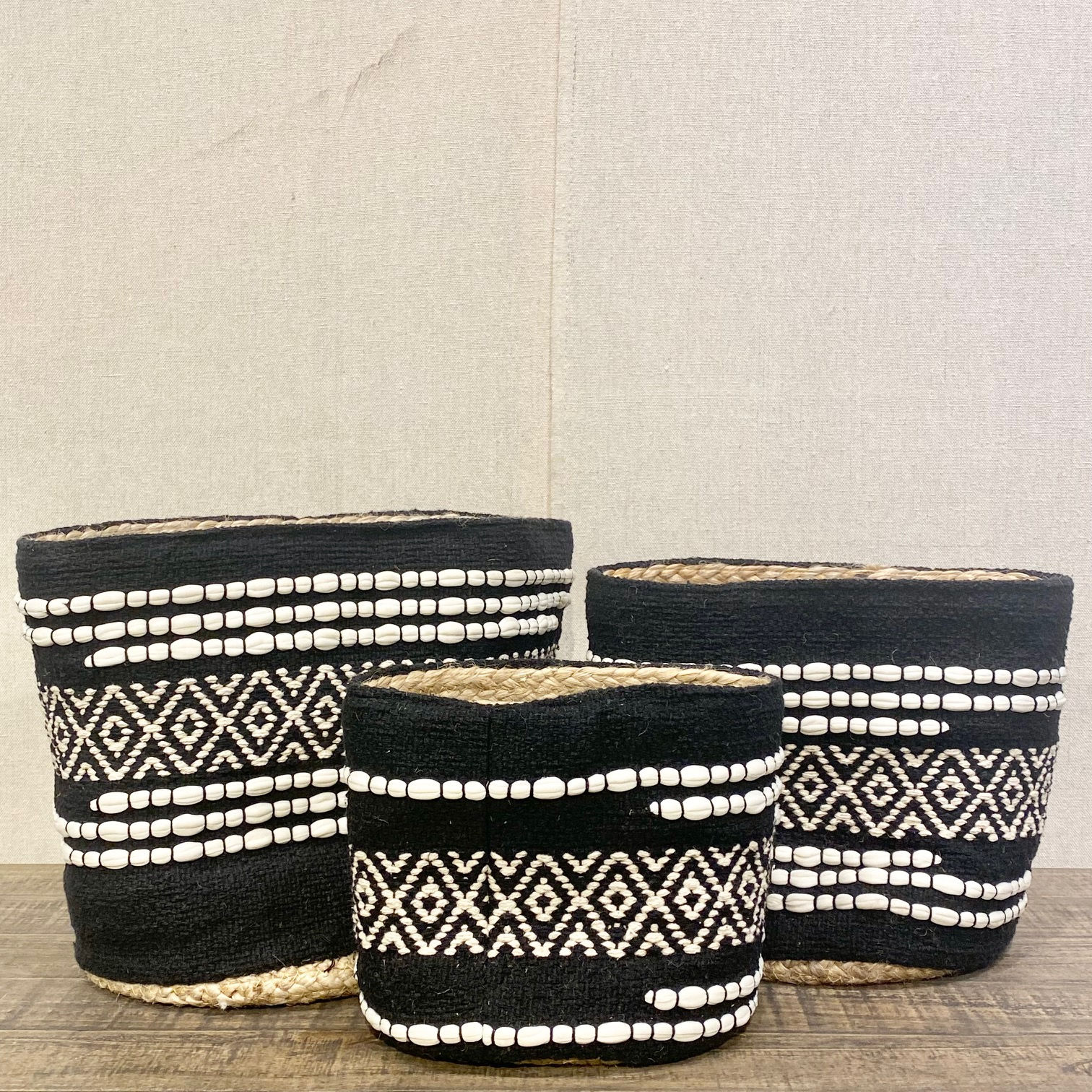 Izabelle Cotton And Jute Baskets - Set Of Three
