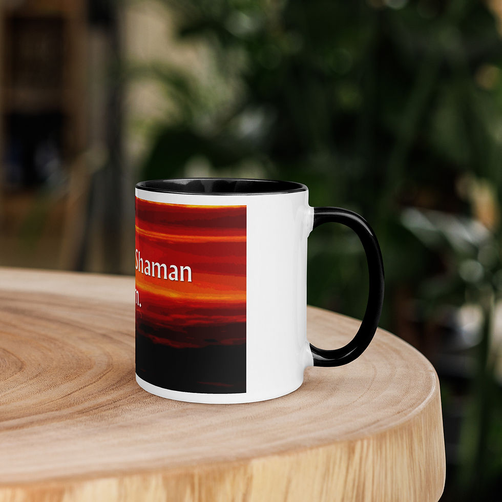 Thumbnail: Black mug with Maya Shaman sunset design