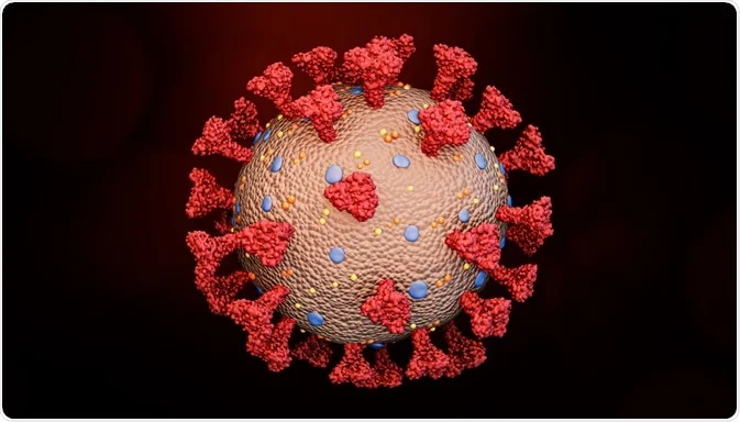 Microscopic view of COVID-19 virus