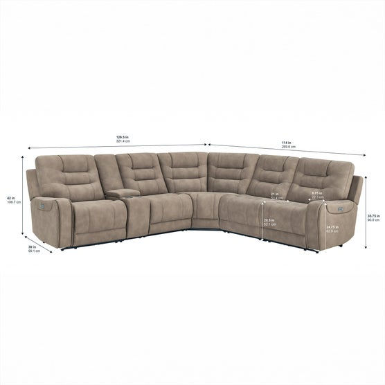 Thumbnail: Barcalounger Carmelo Fabric Power Reclining Sectional with Power Headrests