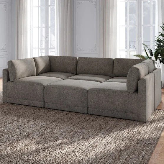 Thumbnail: Thomasville Fallon Modular Sectional 6-piece Gray with Ottoman