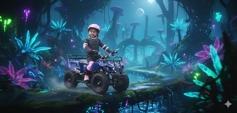 Magical scenes on children's ATVs