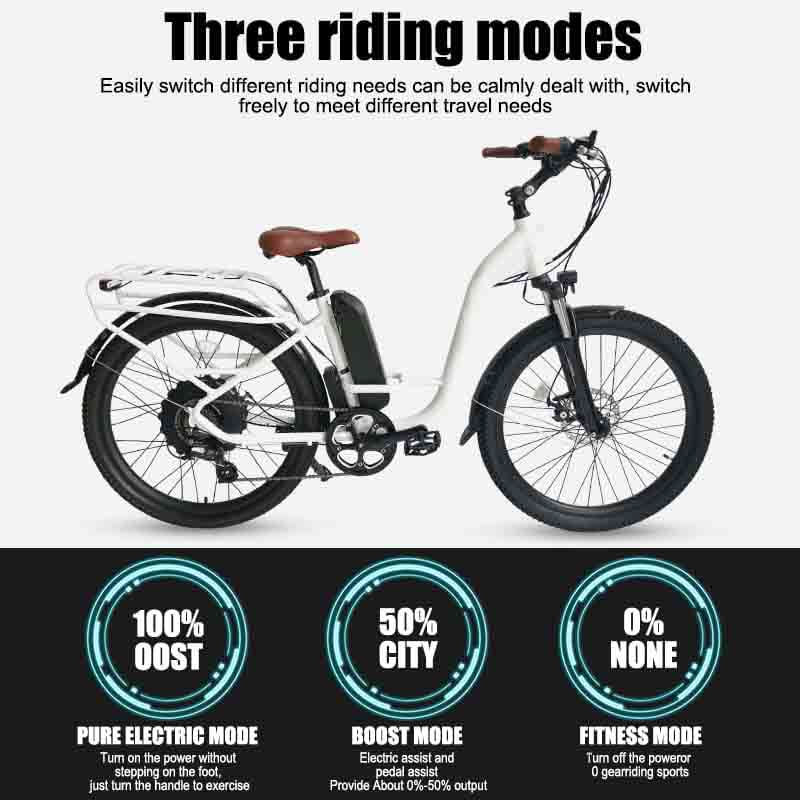 Thumbnail: 26"White Stepthru Ebike with Removable Battery B40