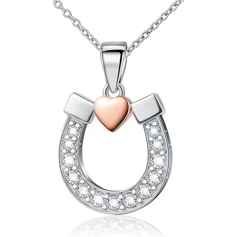 Thumbnail: Horseshoe With Rose Gold Heart 