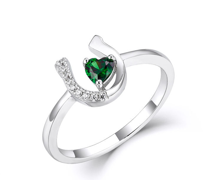 Thumbnail: Horse Shoe Birthstone Ring