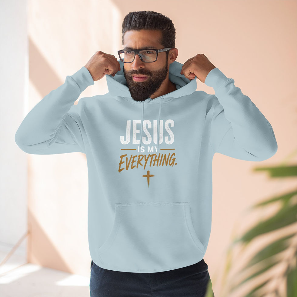 Thumbnail: Jesus Is My Everything — Stacked Fleece Hoodie, Deep Palette (Lane Seven), view 8