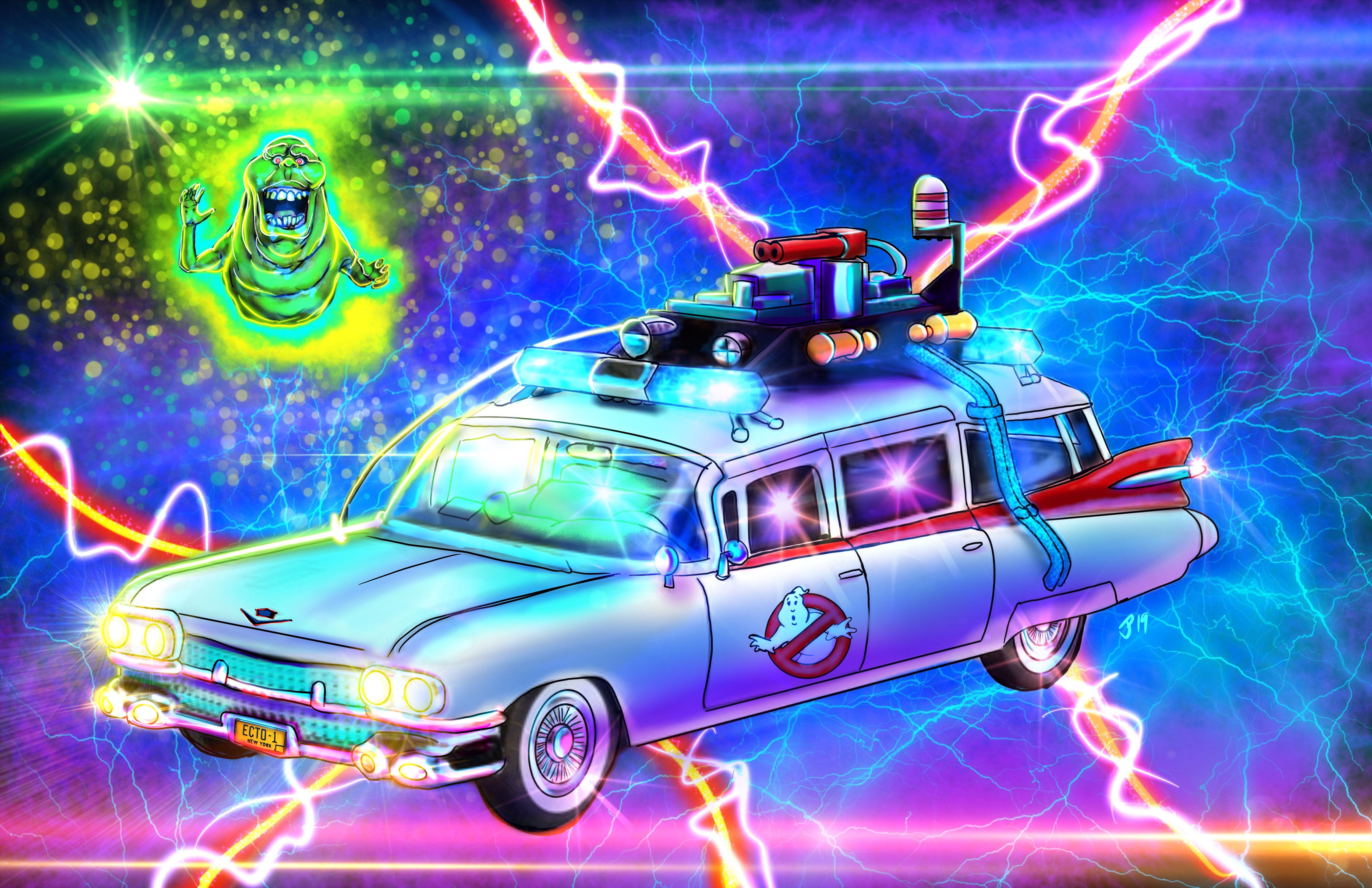 "ECTO-1" Art Print from the Licensed Ghostbusters Art Book