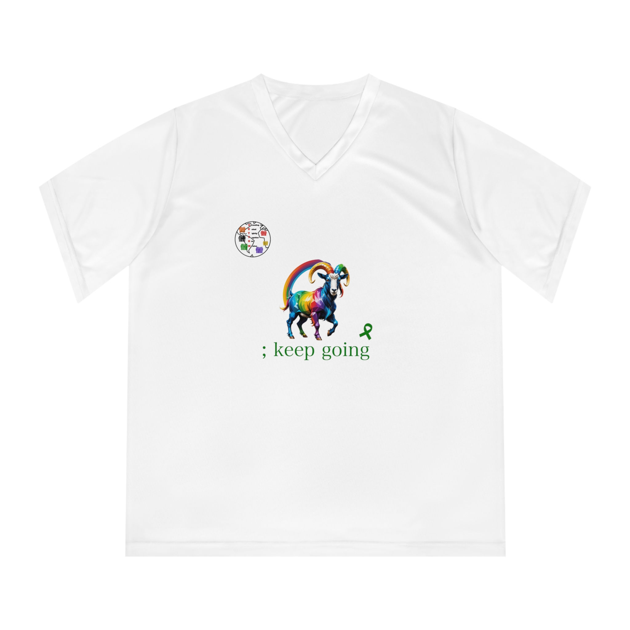 Performance V-Neck T-Shirt with Mental Health Awareness Design''