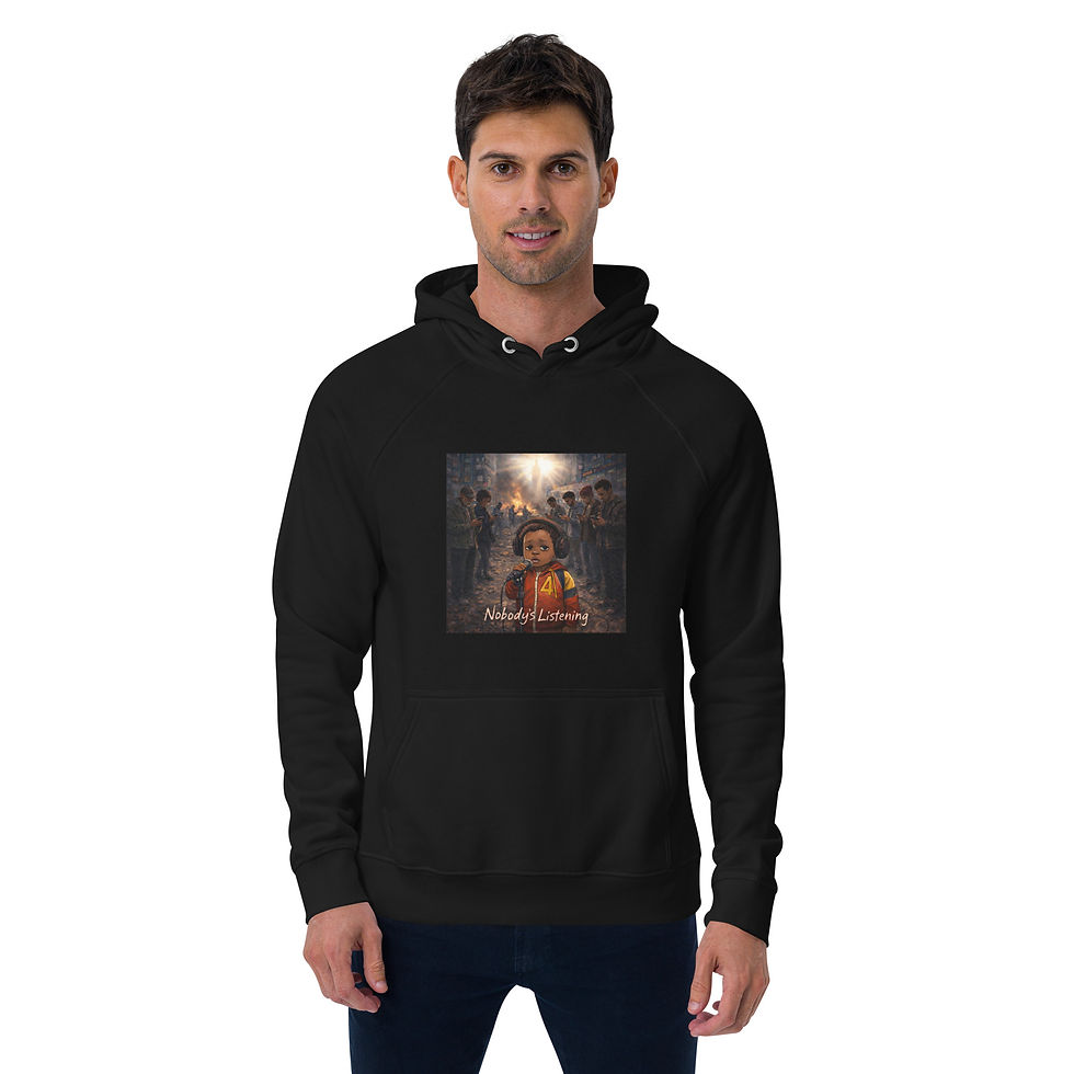 Thumbnail: Nobody's Listening Unisex eco raglan hoodie