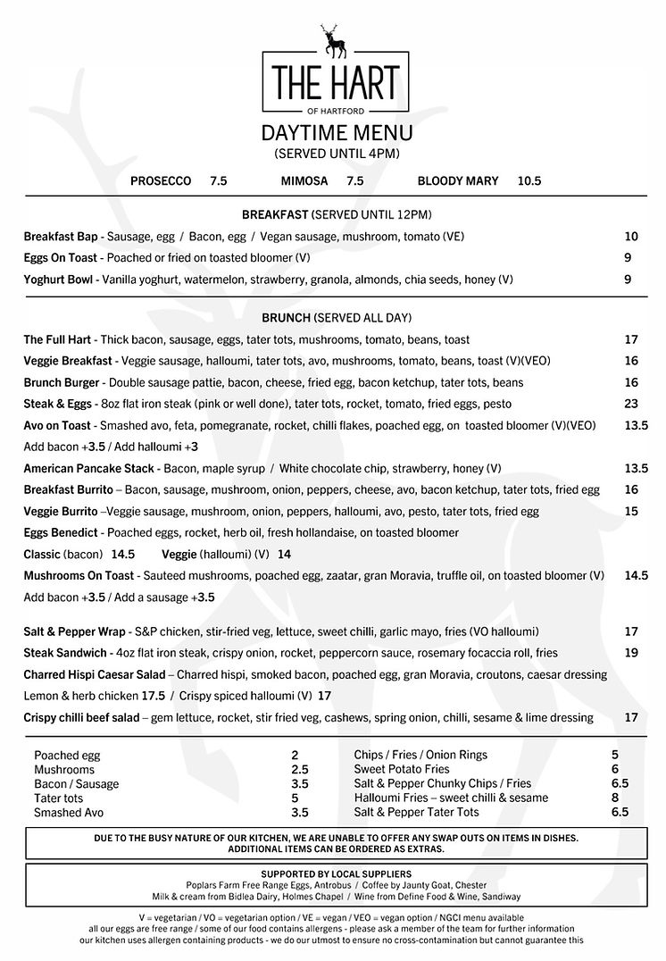 Brunch and lunch menu