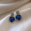 Thumbnail: Blue Round Stone Drop Gold plated Earrings for Women and Girls