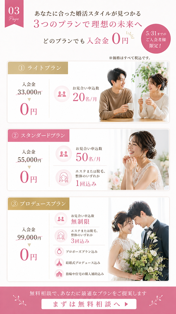 結婚相談所のプラン