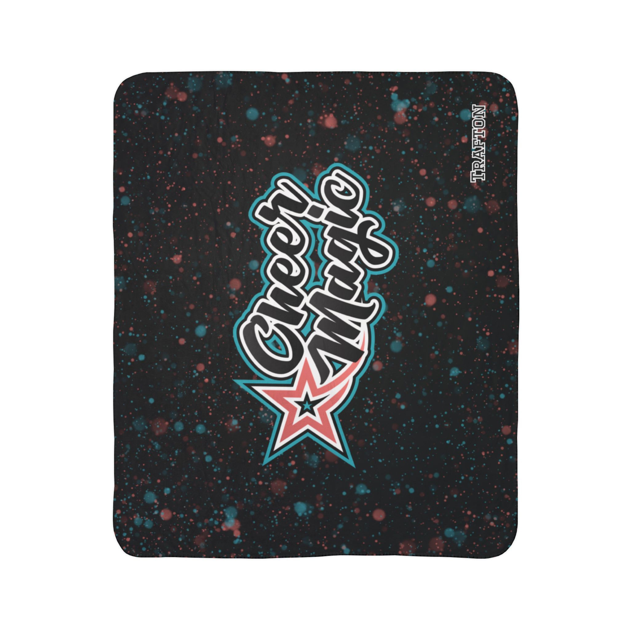 Cheer Magic Sherpa Blanket – Coral & Teal Splatter Plush Throw