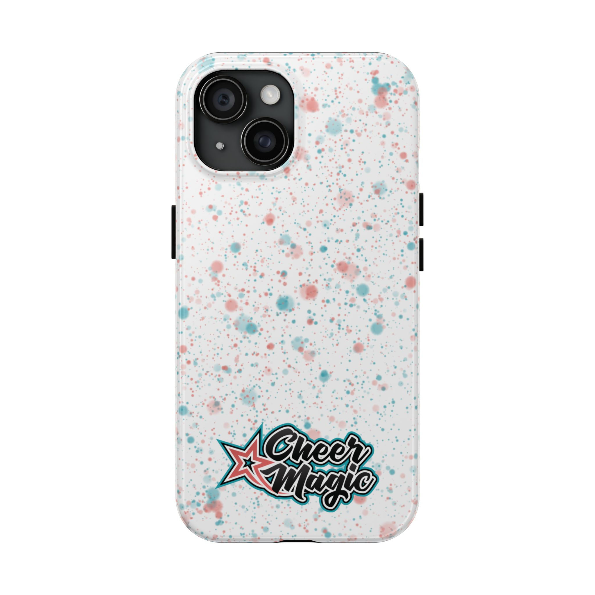 Cheer Magic Tough Phone Case — White Splatter Design (iPhone 15, 16, 17)