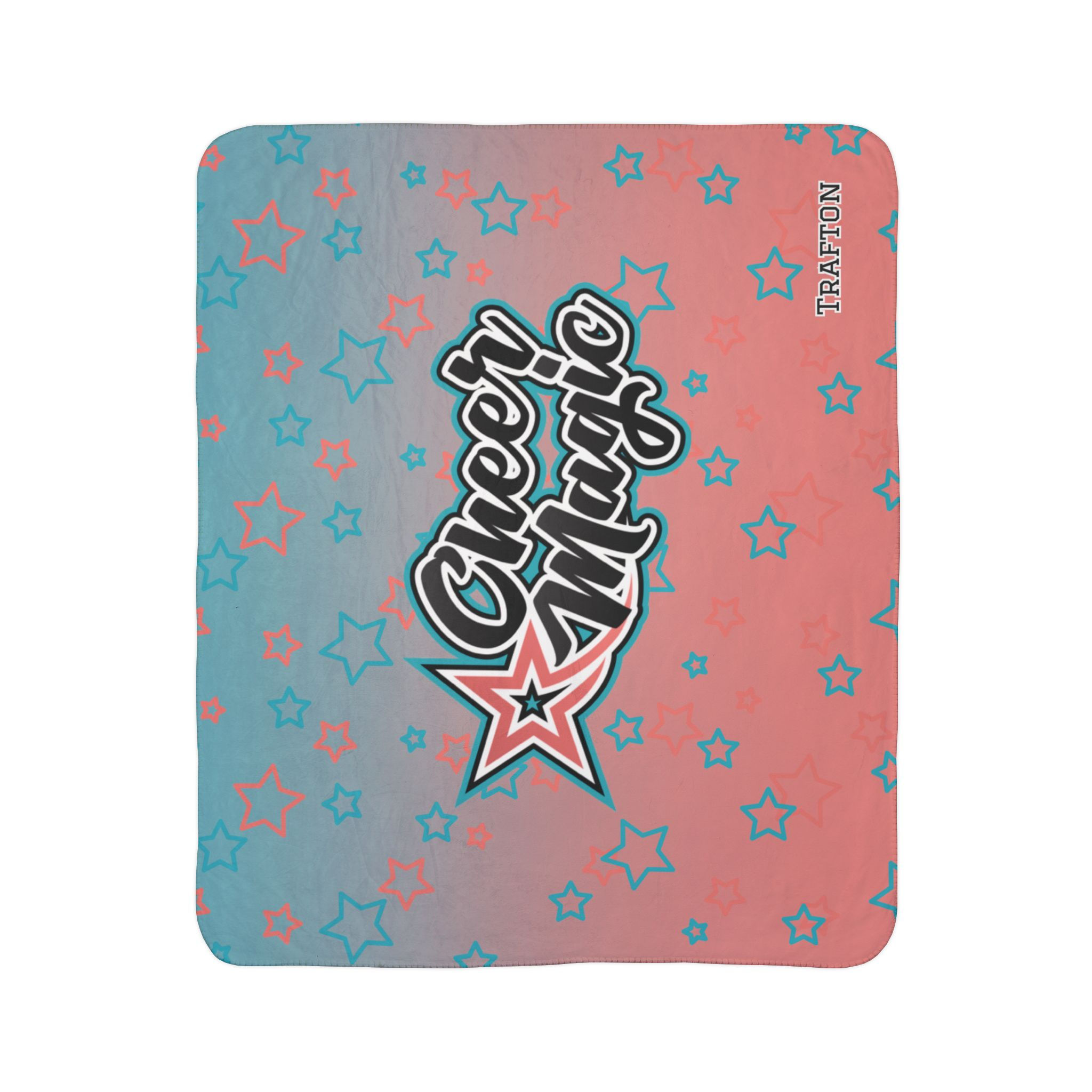 Cheer Magic Sherpa Blanket – Coral & Teal Star Plush Throw