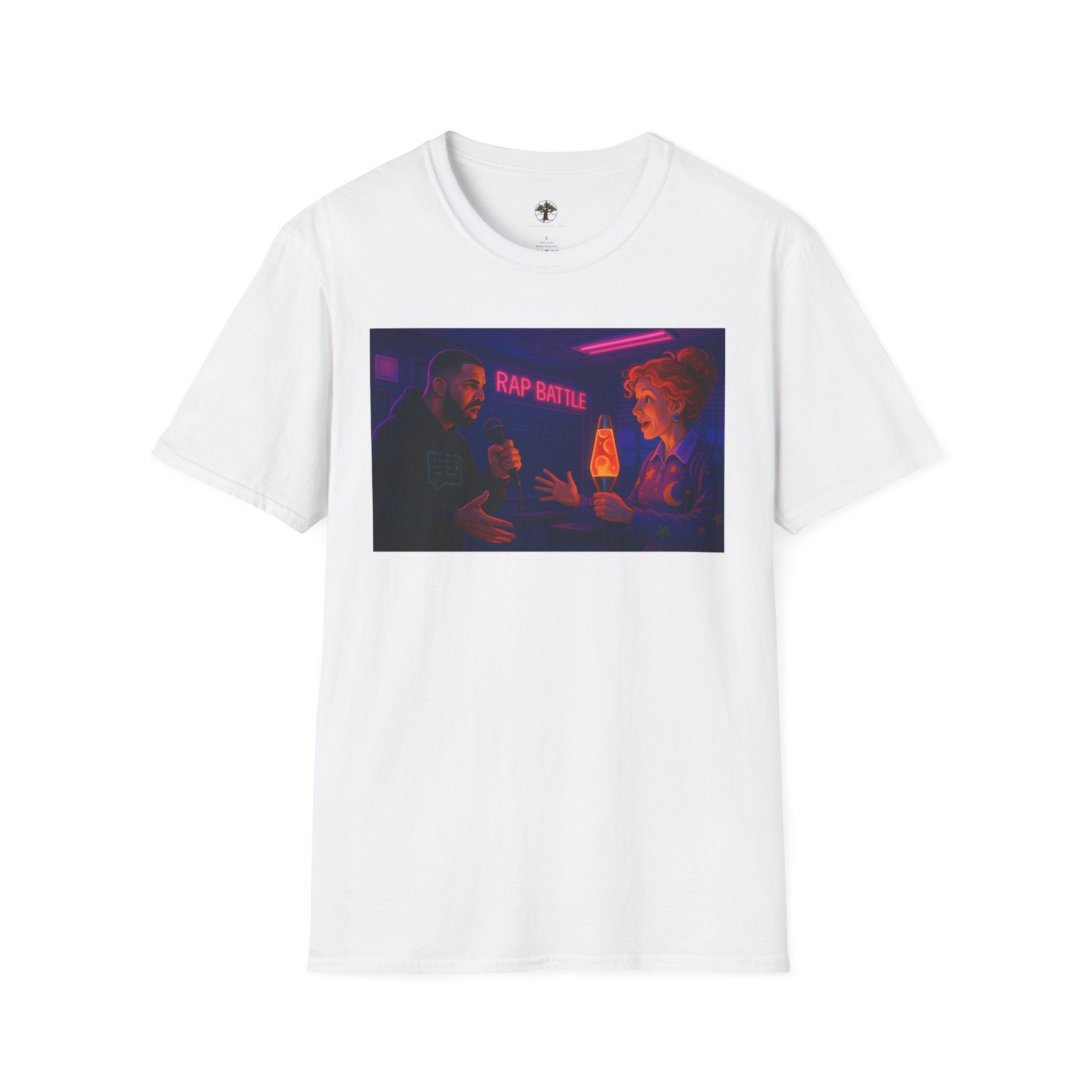 Digital AI Drake vs Ms Frizzle Battle Neon Lit Classroom Unisex T-Shirt