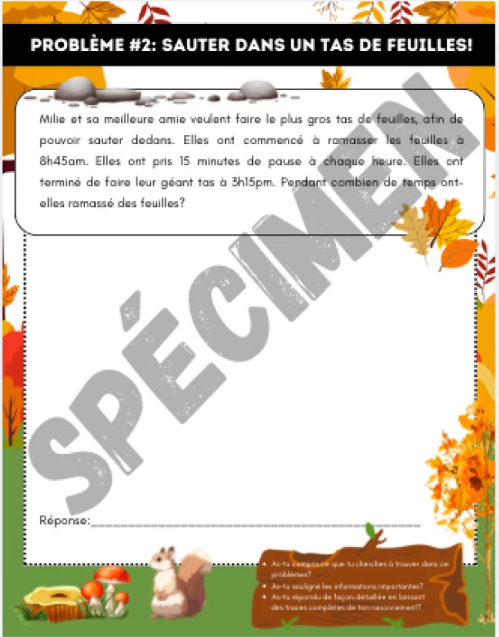 Miniature : Problèmes à raisonner, automne, 3e cycle