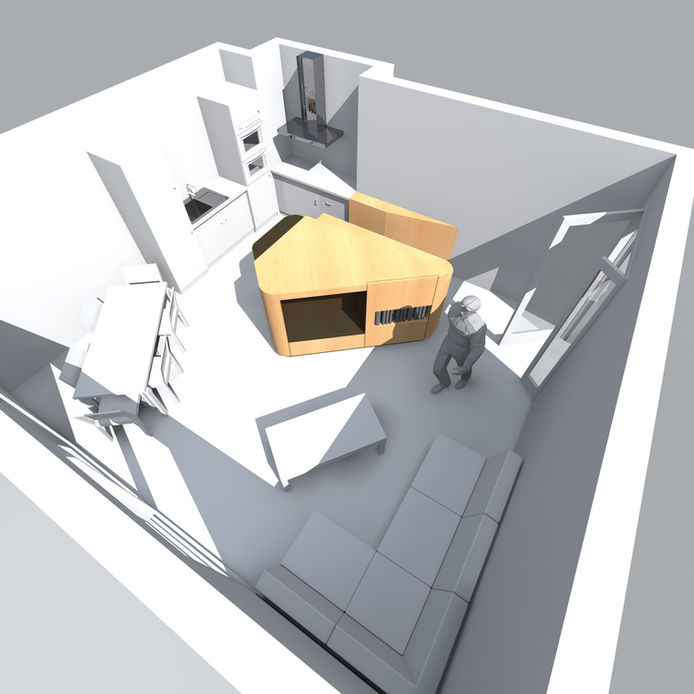 Vue de l'îlot central au milieu de la pièce