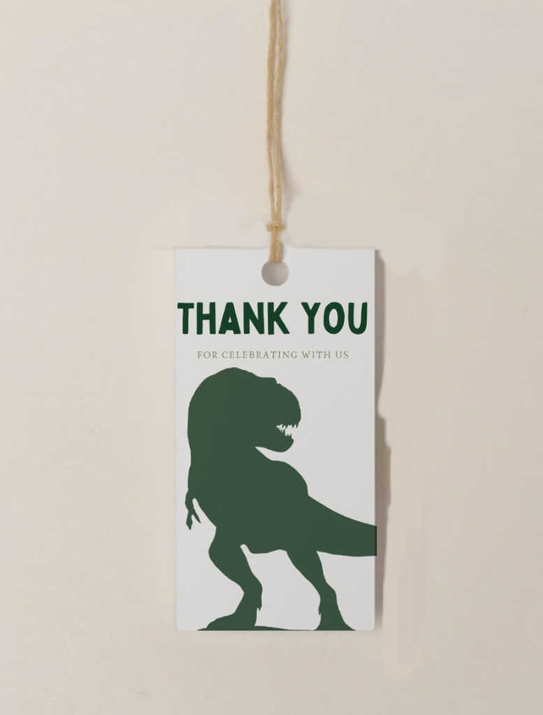 Dinosaur Birthday Party Gift Tag