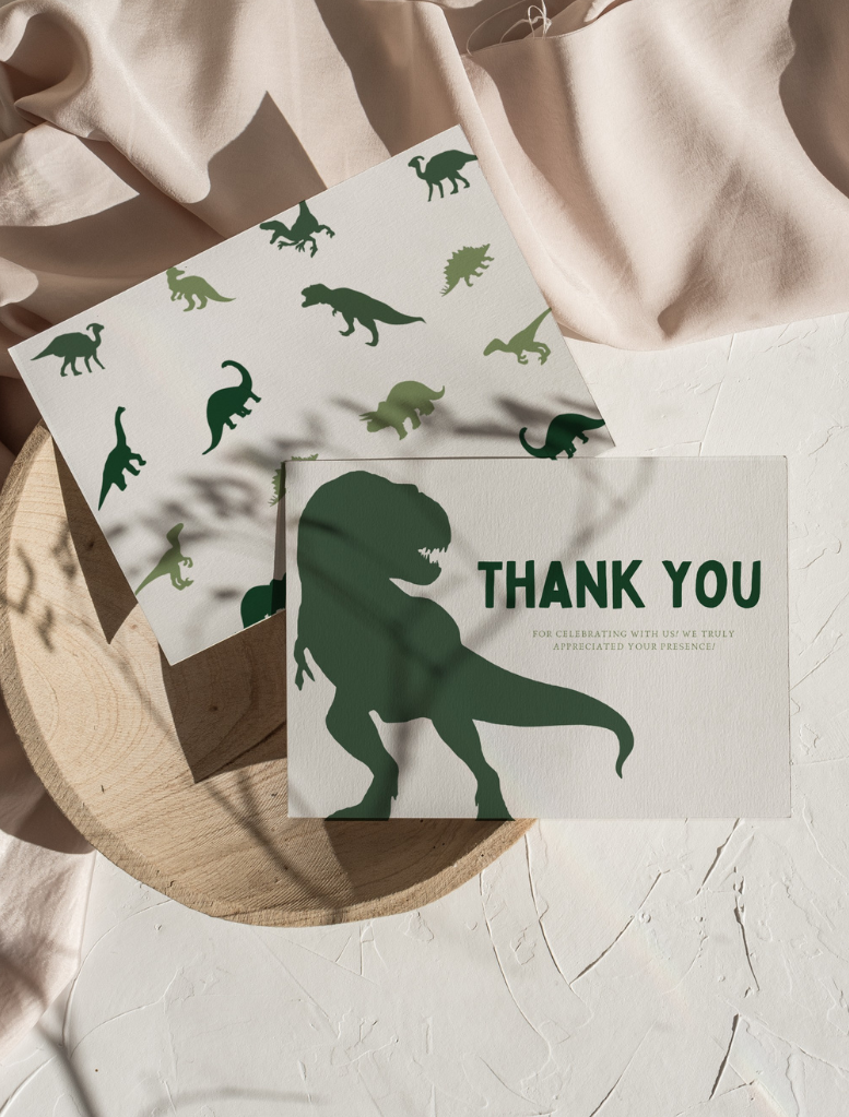 Dinosaur Birthday Party Thank You Card