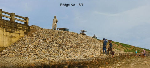 Construction site, Bridge No - 6/1, workers on a rocky embankment