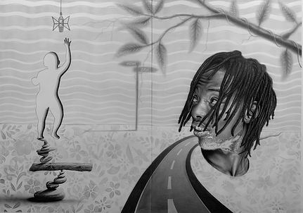 Threads of Dreams Medium: Charcoal on Paper Dimensions: 33*46.5” Year: 2023