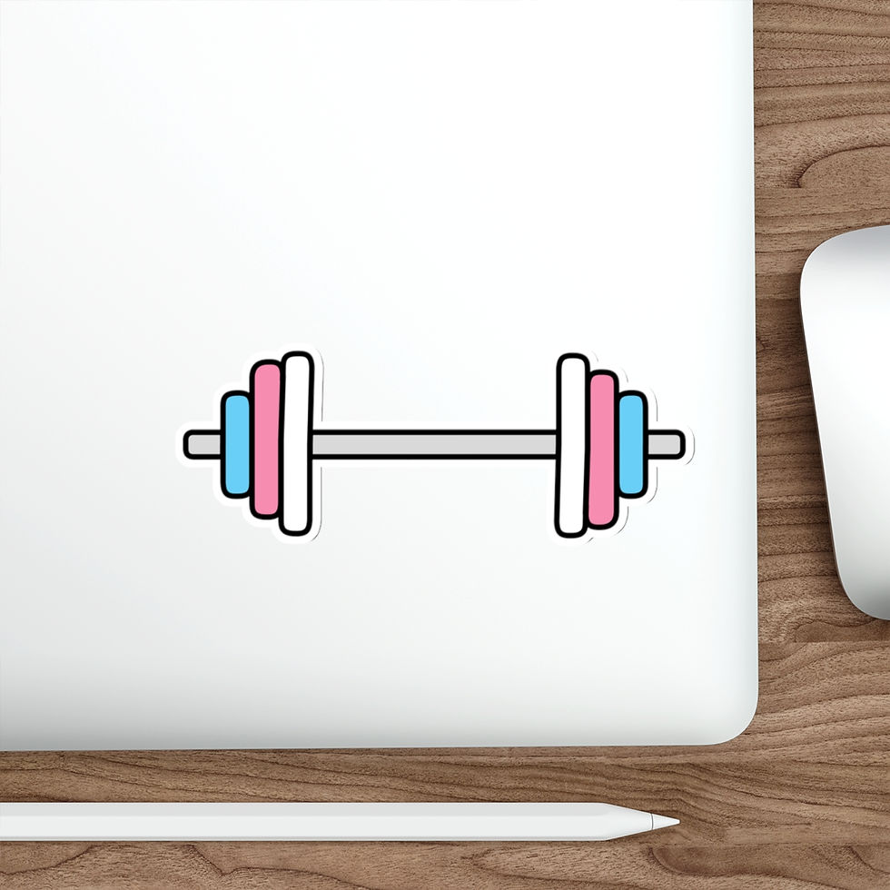 Thumbnail: Trans Pride Weightlifter Barbell Weights Vinyl Die-Cut Sticker Decal