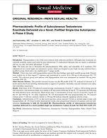Image of an article titled 'Pharmacokinetic Profile of Subcutaneous Testosterone Enanthate Delivered via a Novel, Prefilled Single-Use Autoinjector: A Phase II Study
