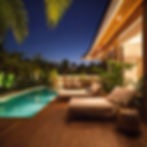 PATIO TROPICAL CON LUCES EN EL PISO