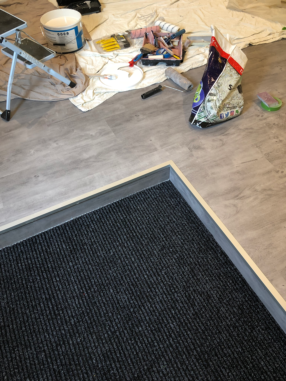 carpeted step on floor