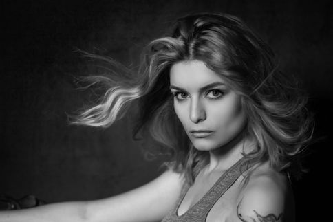 Dramatic black and white portrait photographed in my Portishead studio near Bristol