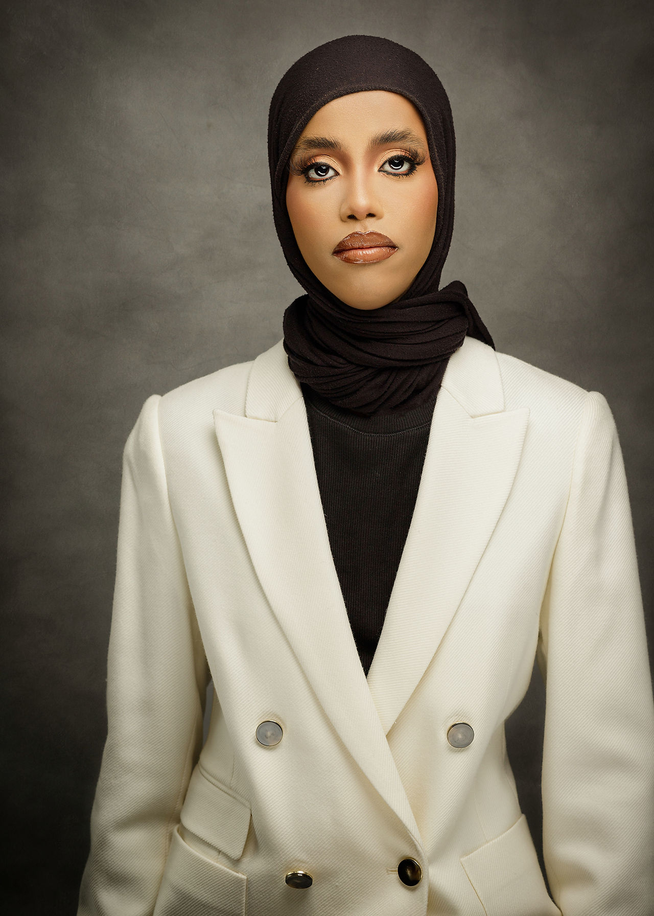 natural portrait with soft studio lighting and minimal background