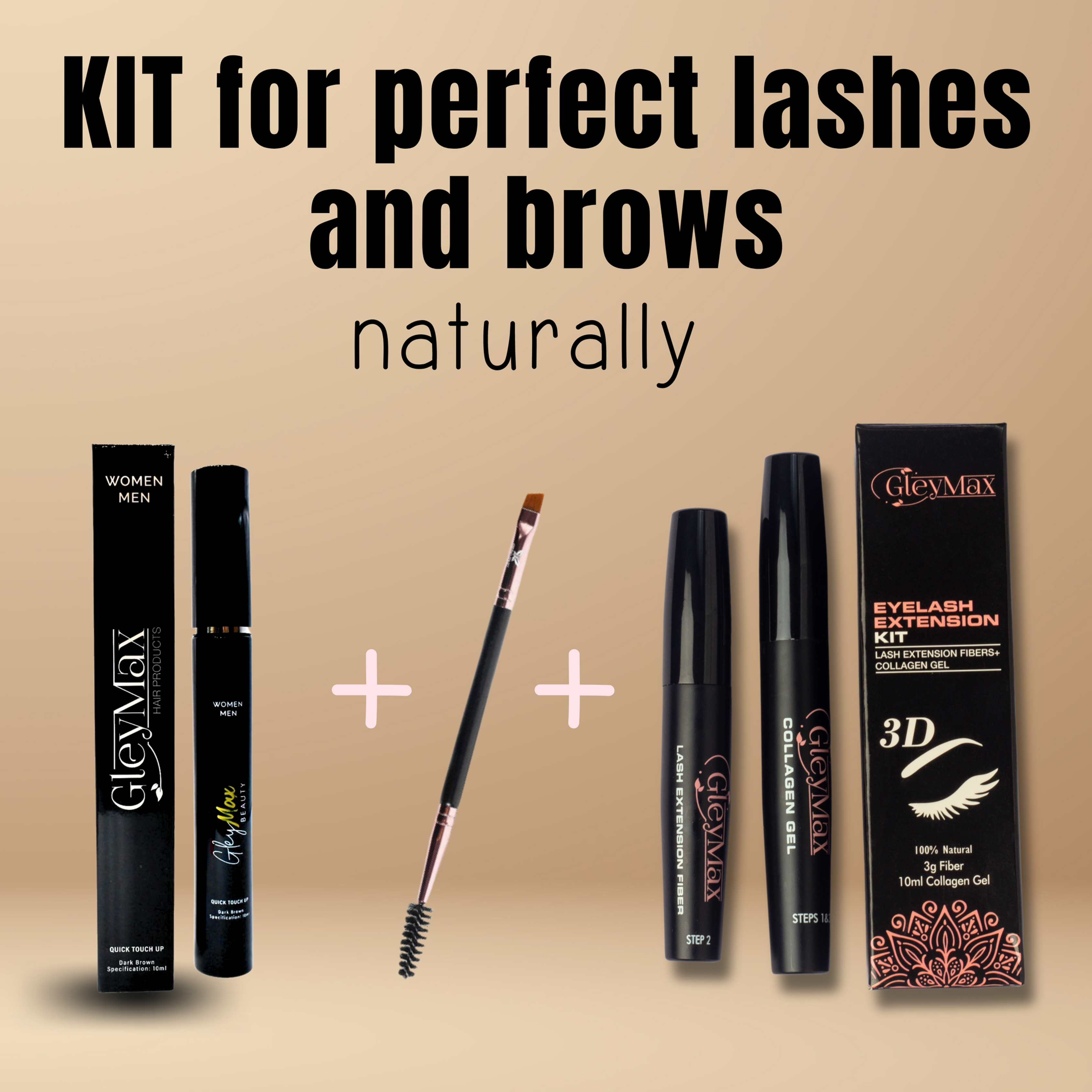Natural kit to keep your eyelashes and eyebrows perfect, while taking care of them.