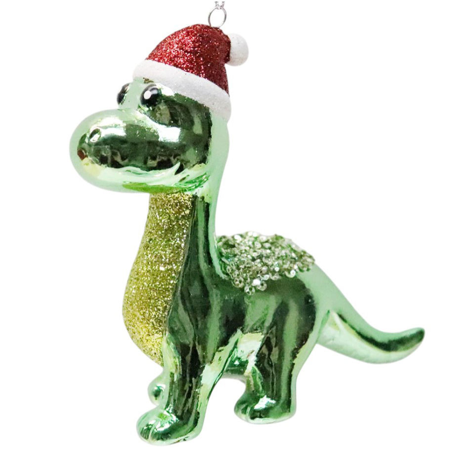 Shiny Green Dinosaur Decorative Ornament