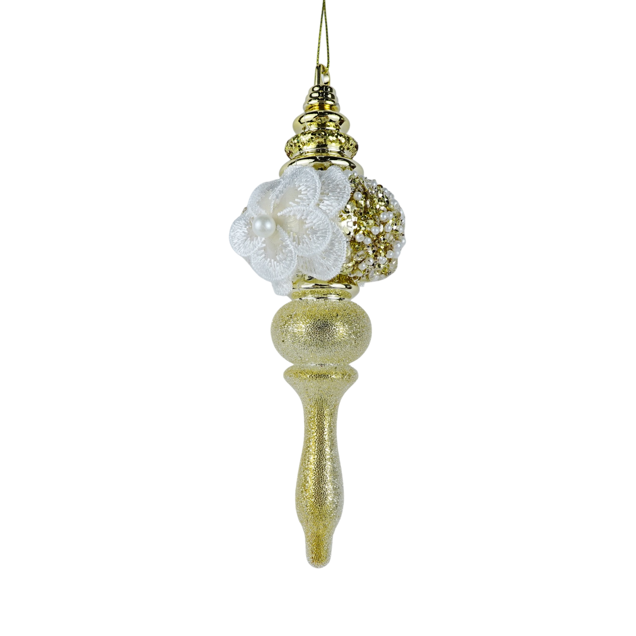 Gold and Pearl Finial Drop Hanging Ornament