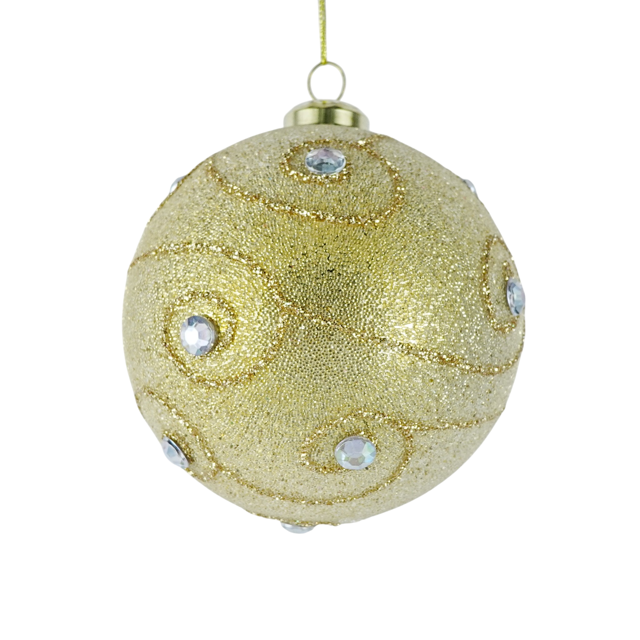Gold Glitter and Swirl Pattern Shatterproof Hanging Ornament