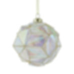 Clear Iridescent and Gold Faceted Geomaetic Ball Hanging Ornament