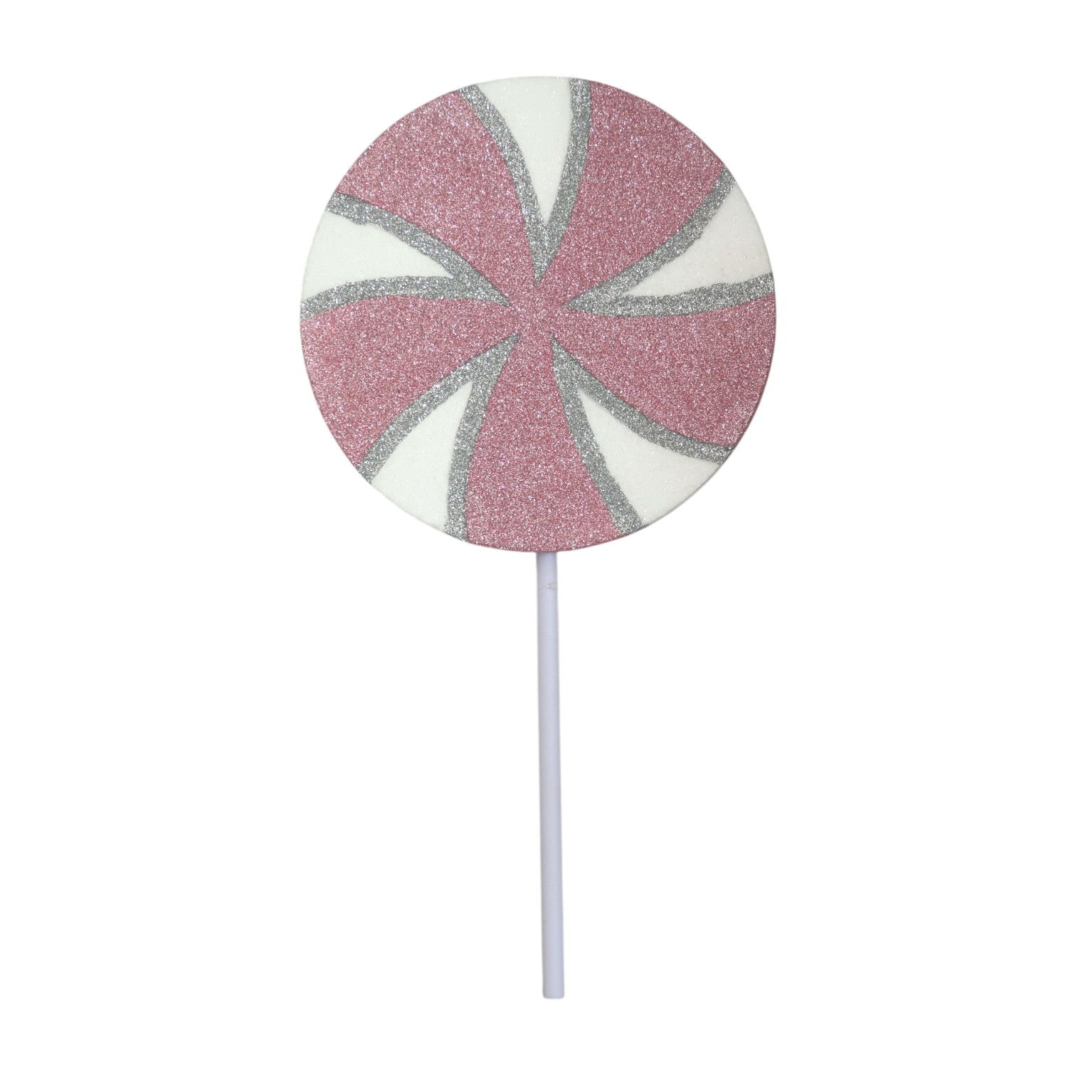 Pink and White Glitter Peppermint Pathway Marker, 23"