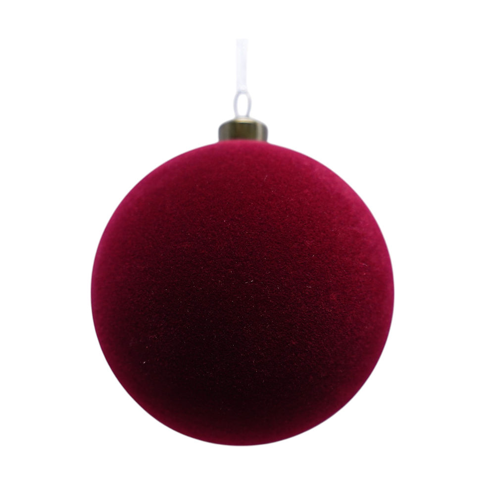 Dark Red Flocked Christmas Ornament