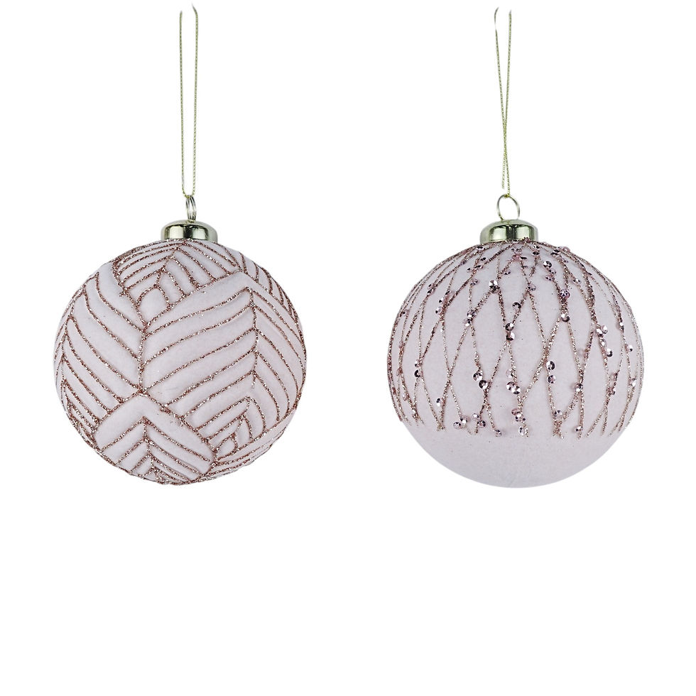 Pink Velvet and Glitter Patterned Shatterproof Ball Hanging Ornament, 4.3"