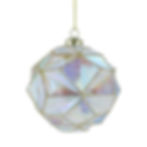 Clear Iridescent and Gold Faceted Geomaetic Ball Hanging Ornament