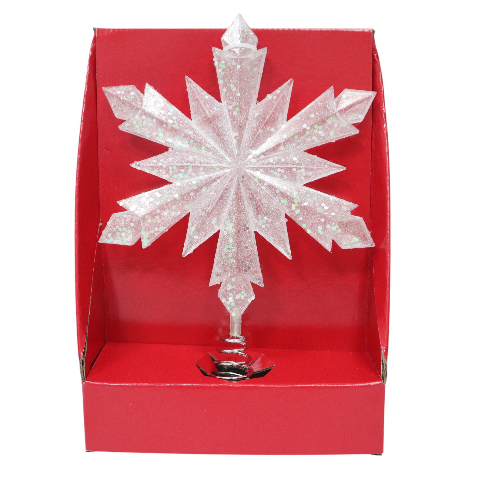 Glitter Iridescent Snowflake Christmas Tree Topper, 12"