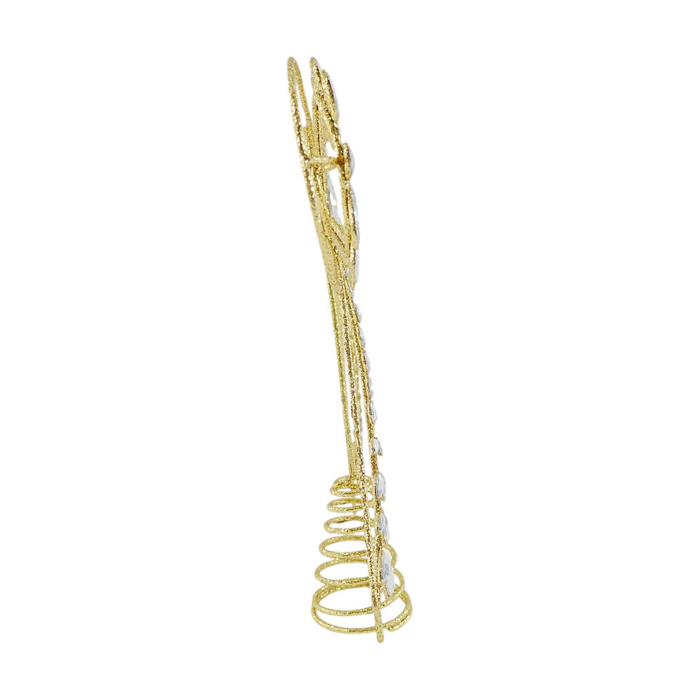 Thumbnail: Gold Glitter Wire Bow with Gemstones Christmas Tree Topper
