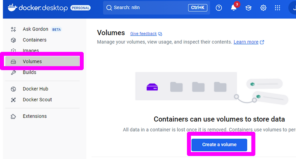 Crear volumen de datos - create