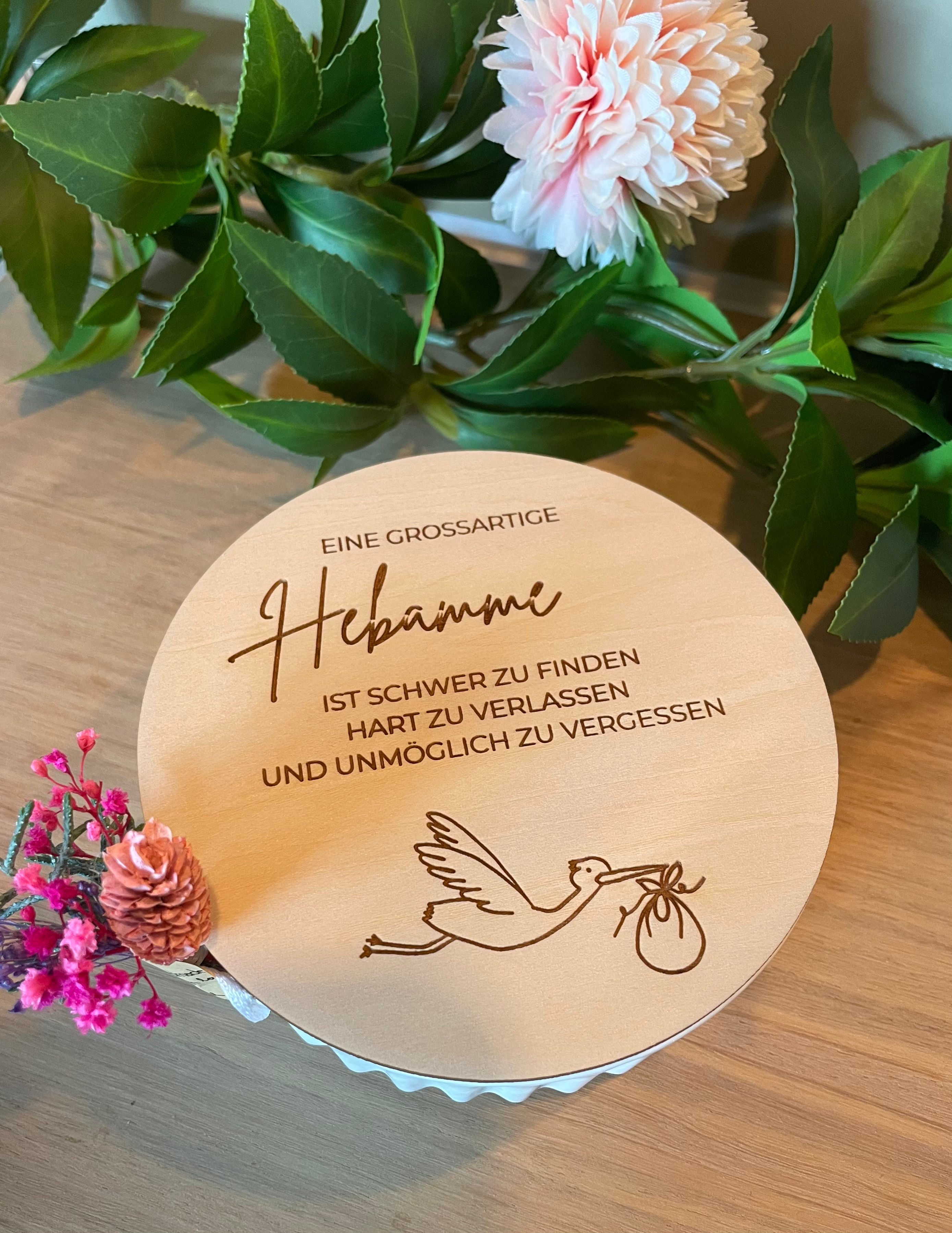 Hebammen Geschenkdose mit Holzdeckel - personalisierbar